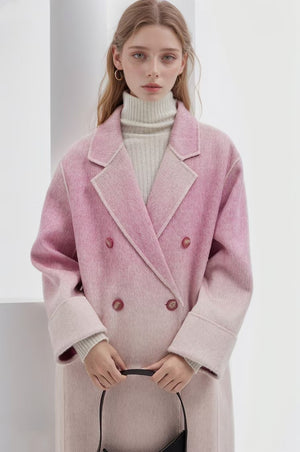 Leez Women's Gradient Double-Sided Wool Coat
