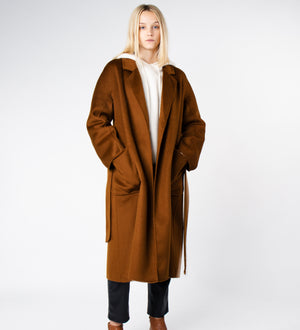 LEEZ Women Double Face Wool-Cashmere Coat - Brown