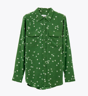 Leez Silk Shirt Star Pine Green