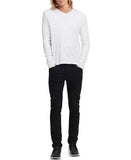 Calvin Klein, Calvin Klein Long Sleeve Ribbed V-Neck T Shirt White,