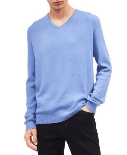 CALVIN KLEIN, Calvin Klein Cotton Modal Full Ne Bluebell Htr,