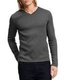 Calvin Klein Long Sleeve Ribbed V-Neck T Shirt Fatigue