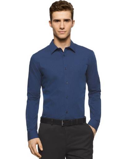 Calvin Klein, Calvin Klein Men's Infinite Cool Stripe Button Down Shirt Atlantis,
