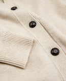 LEEZ Women V-Neck Cardigan in Wool - Beige
