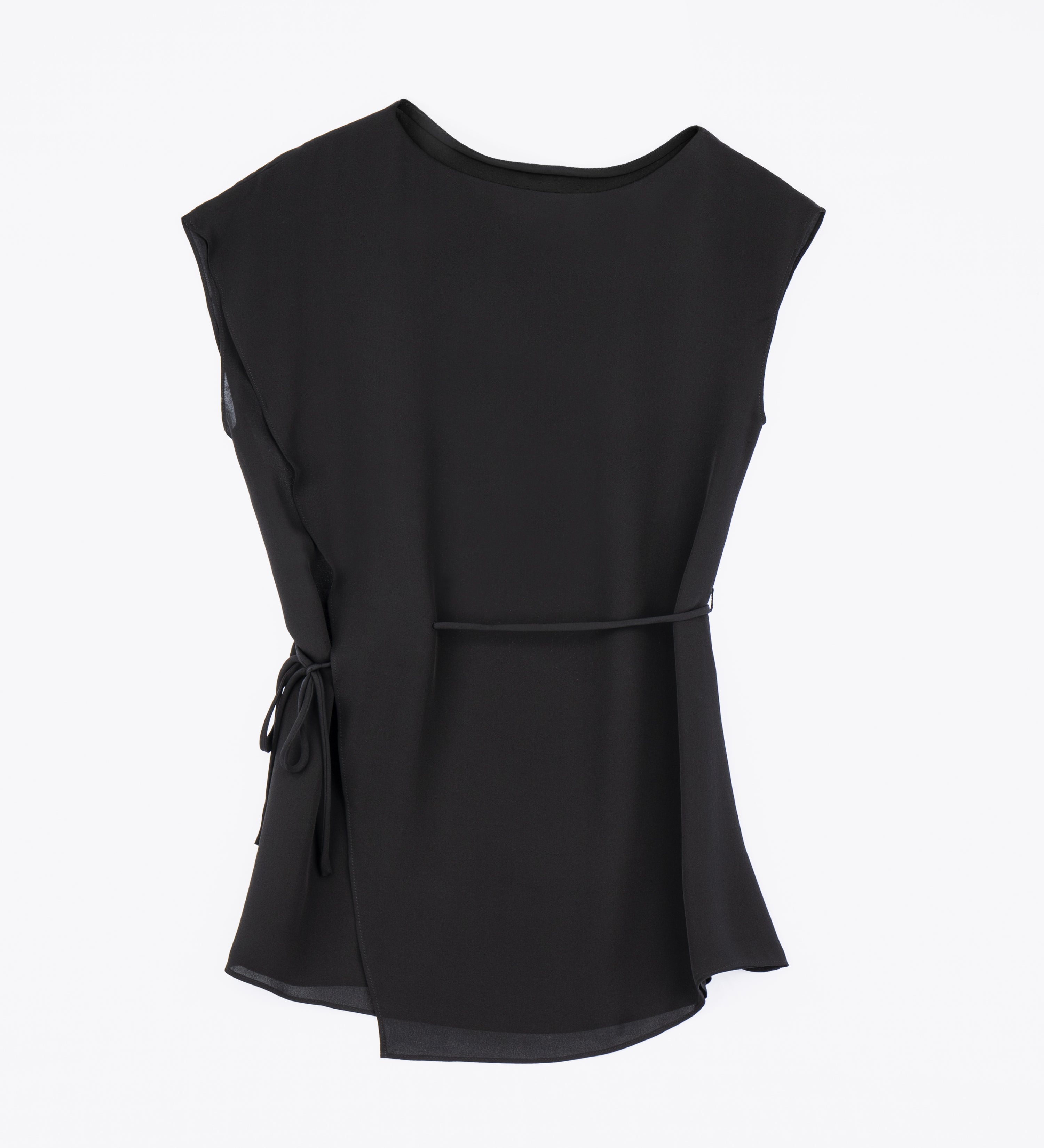 TAAKK / SILK BLOUSE (BLACK) サイズ2 Silk-nosleeveshirt-black-