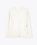 LEEZ Women Cashmere V-Neck Sweater - White