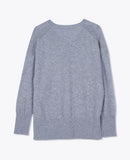 LEEZ Women Cashmere V-Neck Sweater - Light Grey