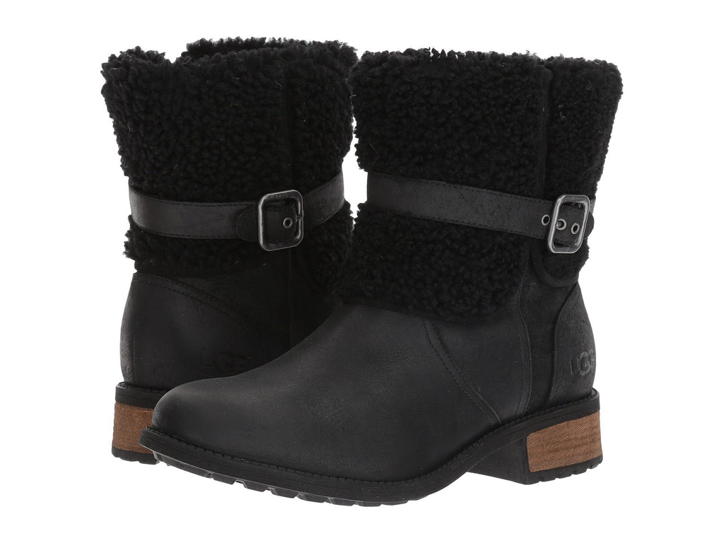 UGG Women Blayre II Shearling Genuine Cuff Suede Boots 1008220 - Black