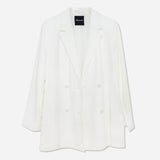 Leez Womens Double-Breasted Blazer White