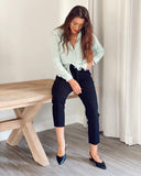 LEEZ Women Mulberry Silk Shirt Mint Green