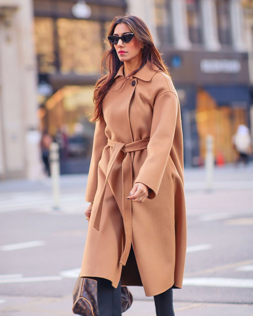 Ladies belted wrap coat online